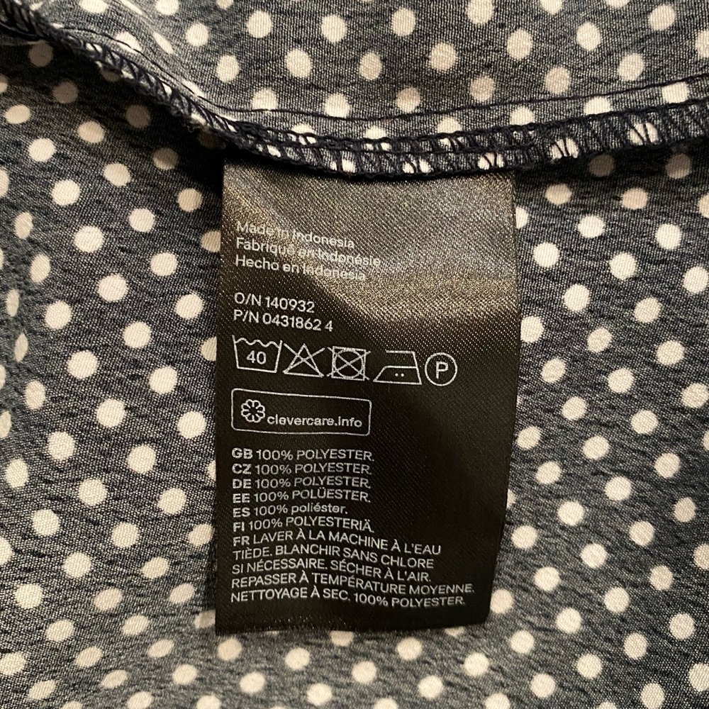 H&M polka dot ruffled long sleeve shirt black and white size 8 - Picture 5 of 6